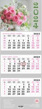 Квартальный настенный календарь РК на 2024 год (Цветы)